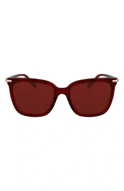 Ferragamo Prisma 56mm Modified Butterfly Sunglasses In Transparent Red