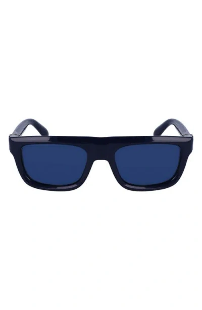Ferragamo Prisma 56mm Square Sunglasses In Blue Navy