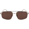 Ferragamo Men's Prisma Metal Aviator Sunglasses, 58mm In Gold/brown