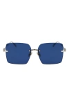 Ferragamo Prisma 60mm Rectangular Sunglasses In Gold/blue