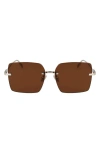 Ferragamo Prisma 60mm Rectangular Sunglasses In Gold/brown