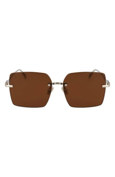 Ferragamo Prisma 60mm Rectangular Sunglasses In Gold/brown