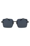 Ferragamo Prisma 60mm Rectangular Sunglasses In Matte Black