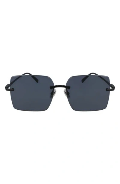 Ferragamo Prisma 60mm Rectangular Sunglasses In Matte Black