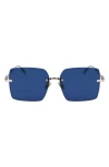 Ferragamo Prisma 60mm Rectangular Sunglasses In Blue