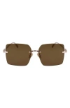 Ferragamo Prisma 60mm Rectangular Sunglasses In Brown