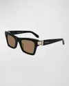 Ferragamo Brown Cat Eye Ladies Sunglasses Sf2013s 011 52 In Black/gold