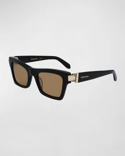 Ferragamo Prisma Acetate Cat-eye Sunglasses In Black