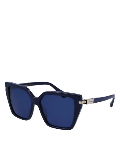 Ferragamo Prisma Anguar Square Sunglasses, 57mm In Blue/blue Solid