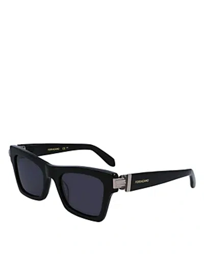 Ferragamo Prisma Angular Sunglasses, 52mm In Black