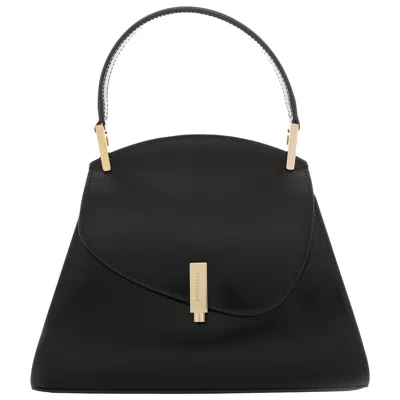 Ferragamo Prisma Asymmetrical Geometric Flap Small Handbag In Black