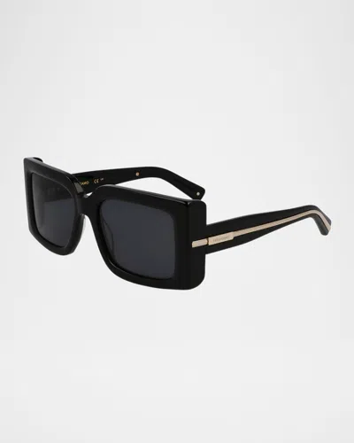 FERRAGAMO PRISMA MODIFIED ACETATE RECTANGLE SUNGLASSES