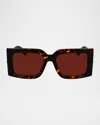 Ferragamo Prisma 55mm Modified Rectangular Sunglasses In Dark Tortoise