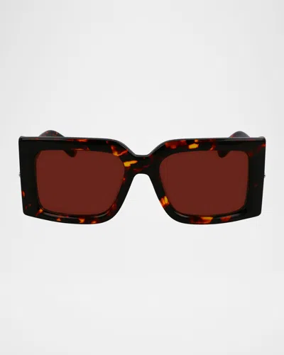 FERRAGAMO PRISMA MODIFIED ACETATE RECTANGLE SUNGLASSES
