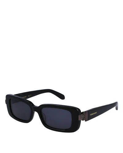 FERRAGAMO PRISMA NARROW RECTANGULAR SUNGLASSES, 52MM