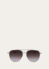 Ferragamo Prisma Oversized Metal Aviator Sunglasses In Gold Brown Gradie