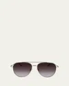 Ferragamo Prisma Oversized Metal Aviator Sunglasses In Black