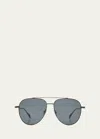 Ferragamo Prisma Oversized Metal Aviator Sunglasses In Matte Black