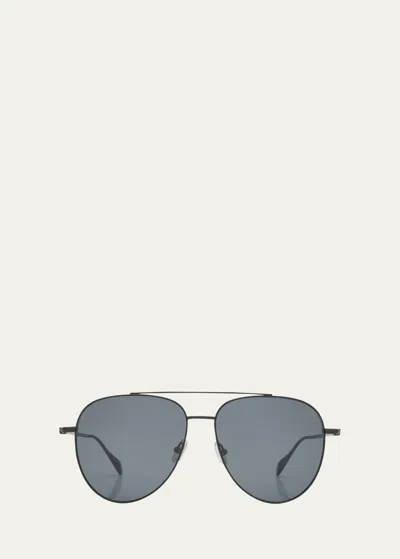 Ferragamo Prisma Oversized Metal Aviator Sunglasses In Matte Black