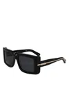Ferragamo Prisma Modified Acetate Rectangle Sunglasses In Black