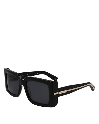 Ferragamo Prisma Modified Acetate Rectangle Sunglasses In Black