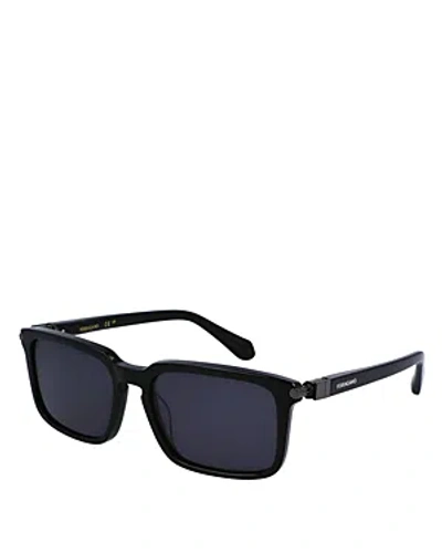 Ferragamo Prisma Rectangular Sunglasses, 56mm In Black/blue Solid