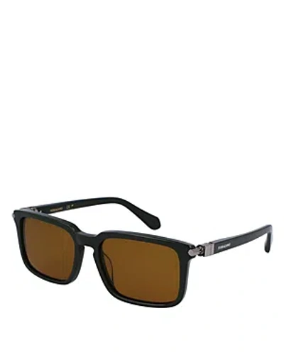 Ferragamo Prisma Rectangular Sunglasses, 56mm In Black/brown Solid