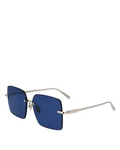 Ferragamo Prisma Rimless Square Sunglasses, 60mm In Silver/blue Solid