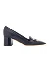 Ferragamo Pump With Gancini Ornament In Blue