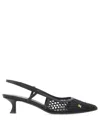 Ferragamo Klizia 40 Vara Plate Slingback Mesh Pumps In Black