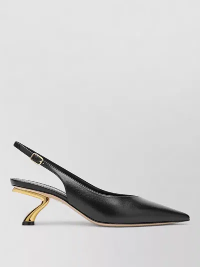 Ferragamo Pumps Curved Heel Leather Upper Pointed Toe