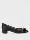 Ferragamo Vara Q Bow-embellished Quilted Patent-leather Pumps In Black