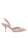 Ferragamo Bow Patent Pointed Stiletto Pumps In Nude & Neutrals