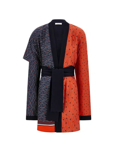 Ferragamo Pure Wool And Silk Cardigan In Blue