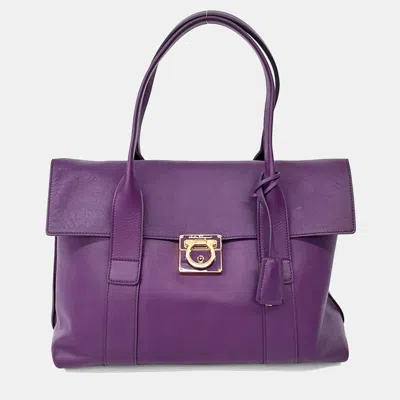Pre-owned Ferragamo Purple Leather Shoulder Bag