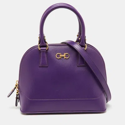 Pre-owned Ferragamo Purple Saffiano Leather Darina Satchel