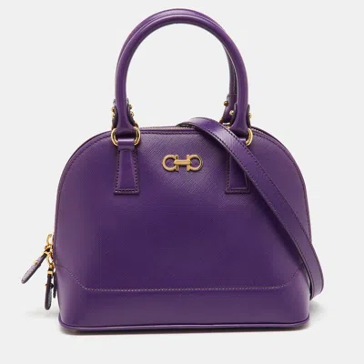 Ferragamo Purple Saffiano Leather Darina Satchel
