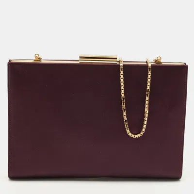 Pre-owned Ferragamo Purple Satin Frame Chain Clutch