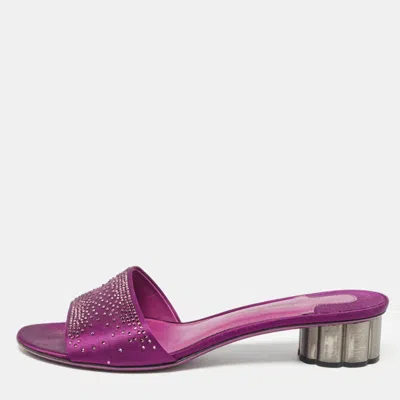 Pre-owned Ferragamo Purple Satin Gorizias Sandals Size 40