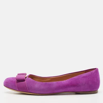 Pre-owned Ferragamo Purple Suede Varina Ballet Flats Size 37