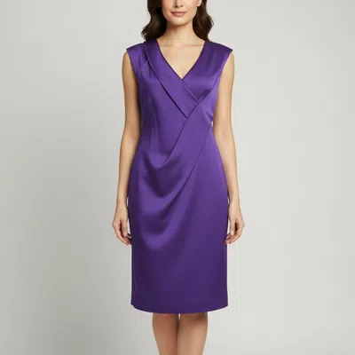 Pre-owned Ferragamo Purple Wool Blend Draped Dress M