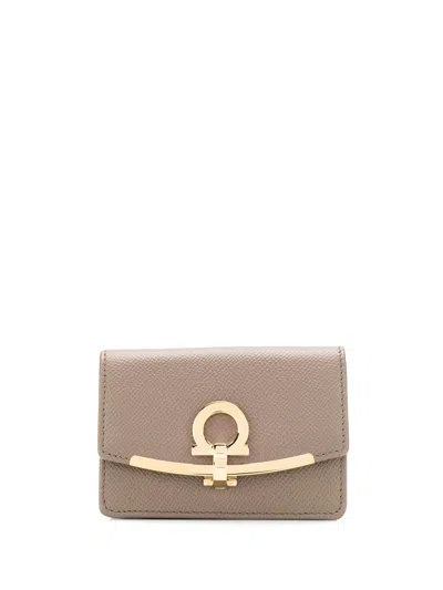 Ferragamo Purse With Metallic Details In Neutrals