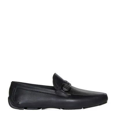 Ferragamo Push On Loafers In Black