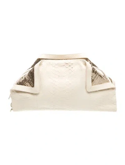 Pre-owned Ferragamo Python Clutch In Neutral