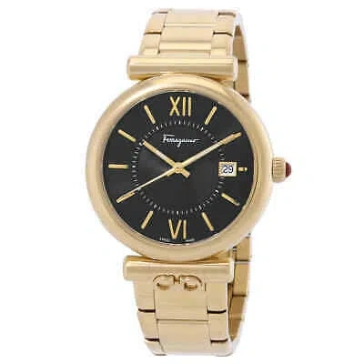 Pre-owned Ferragamo Quartz Black Dial Ladies Watch Sfub00821