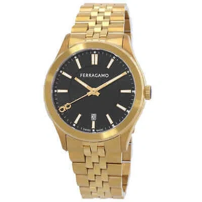 Pre-owned Ferragamo Quartz Black Dial Men's Watch Sfu500523