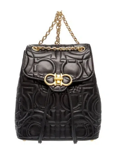 Pre-owned Ferragamo Quilted Backpack In Black