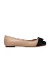 Ferragamo Varina Bow-embellished Quilted Smooth And Patent-leather Ballet Flats In Nude