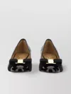Ferragamo Quilted Bow Block Heel Ballerina Shoes In Black