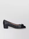 Ferragamo Quilted Bow Round Toe Low Block Heel